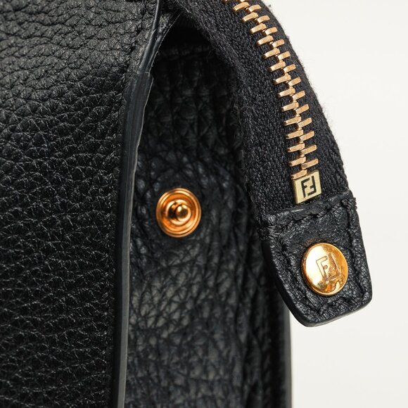 Fendi Monster Black Pebbled Leather Large Clutch - Picture 9 of 12